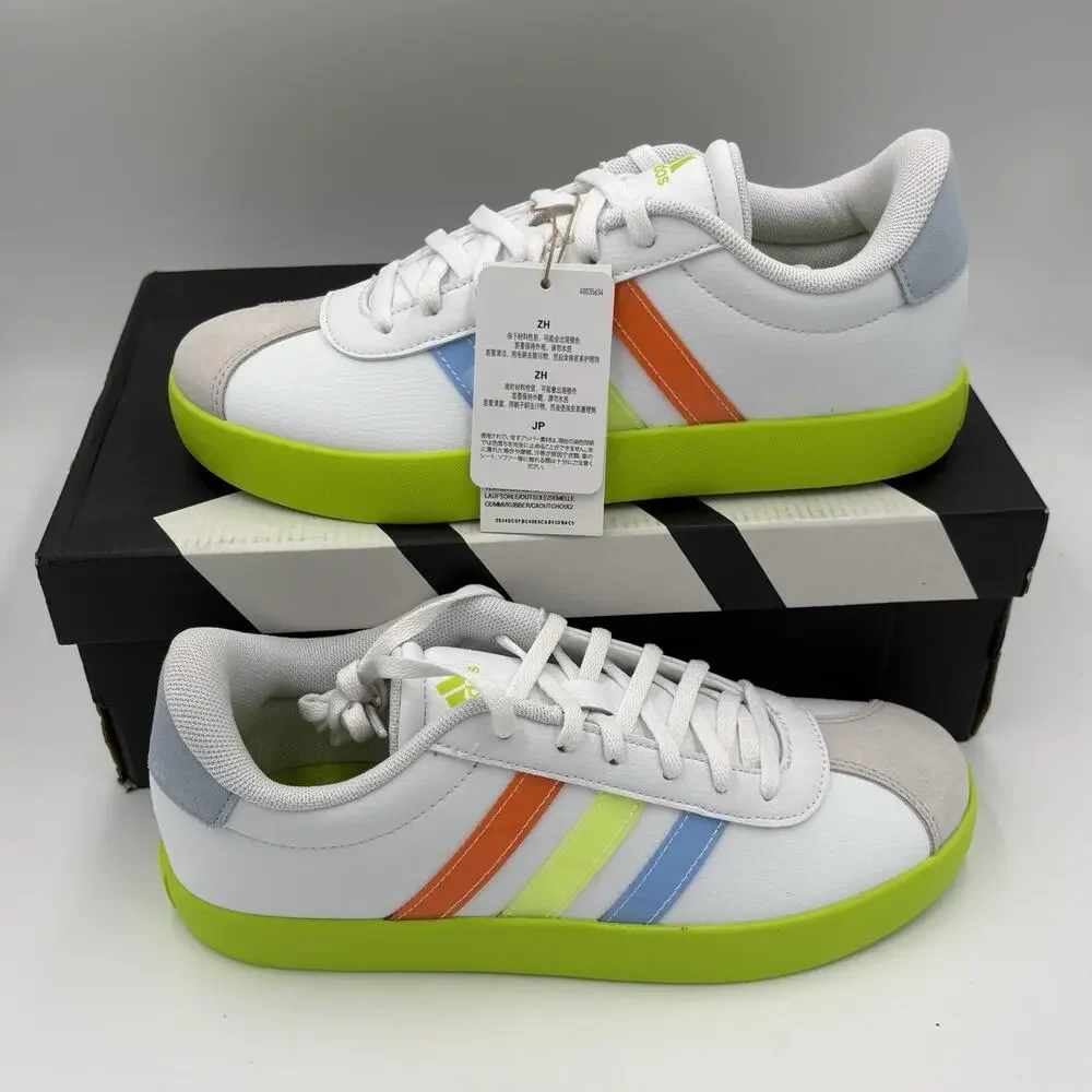 Adidas VL Court 3.0 Kids Size 6 Youth Skateboard Green And White Sneakers New
